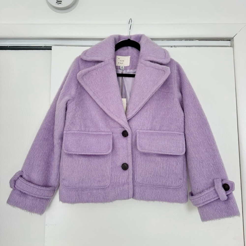 a new day Lavender Peacoat Jacket with Flap Pockets